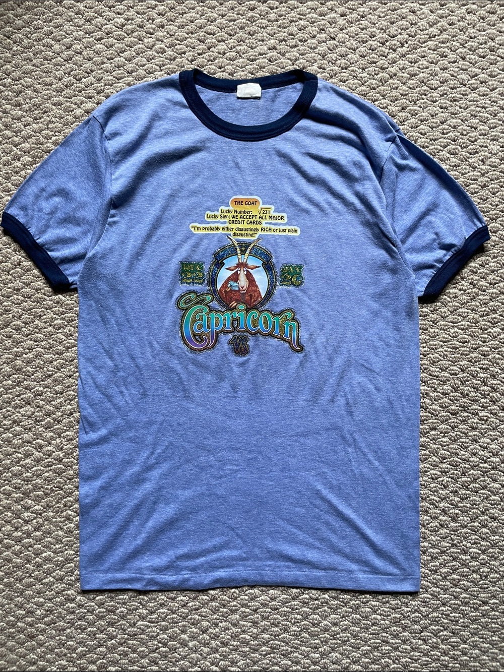 Vintage 70’s zodiac Capricorn ringer t shirt